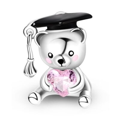 zawieszka charms do bransoletki typu pandora apart srebro 925 miś absolwent czapka