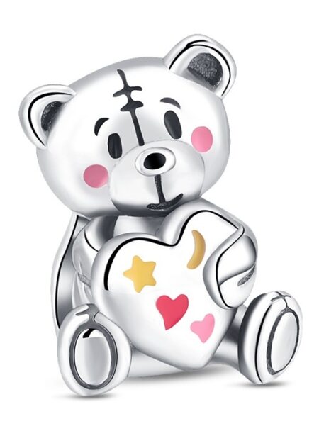 zawieszka charms do bransoletki typu pandora apart srebro 925 miś serce