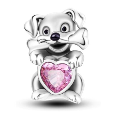 zawieszka charms do bransoletki typu pandora apart srebro 925 piesek kość serce