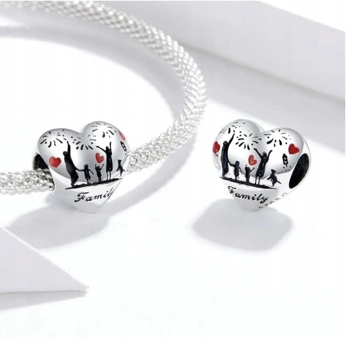 zawieszka charms do bransoletki typu pandora apart srebro 925 rodzina family serce (2)