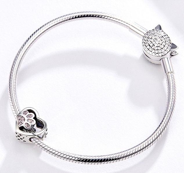 zawieszka charms do bransoletki typu pandora apart srebro 925 serce łapa psa (2)