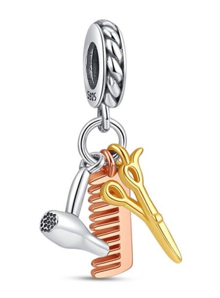 zawieszka charms do bransoletki typu pandora apart srebro 925 suszarka grzebień nożyczki fryzjer